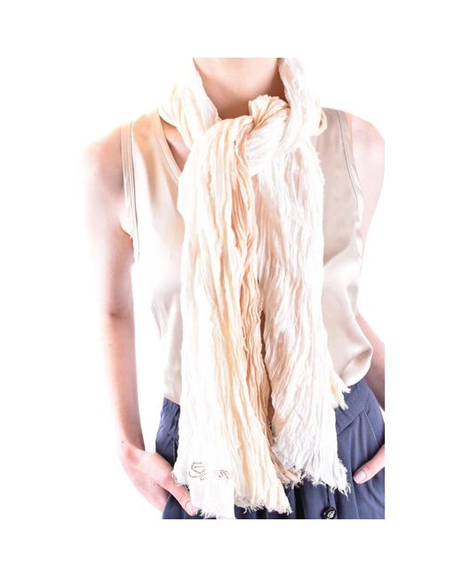 Blumarine White Elegant silk cotton scarf