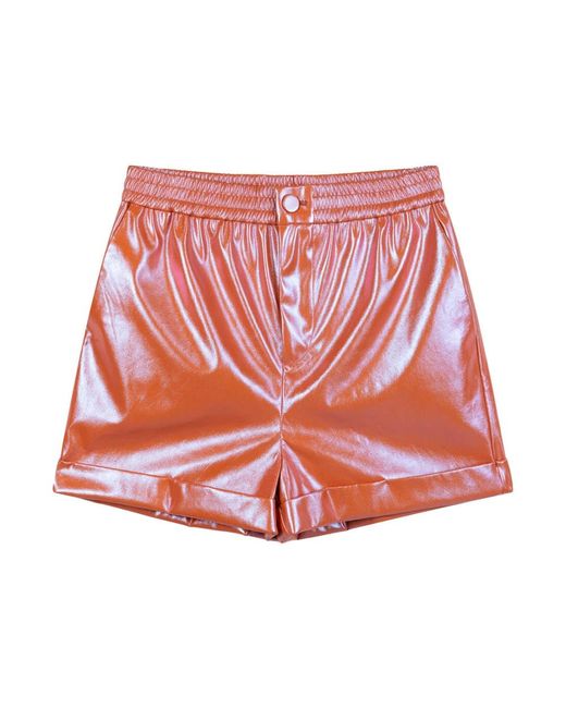 Refined Department Red Glänzende pu shorts lynn
