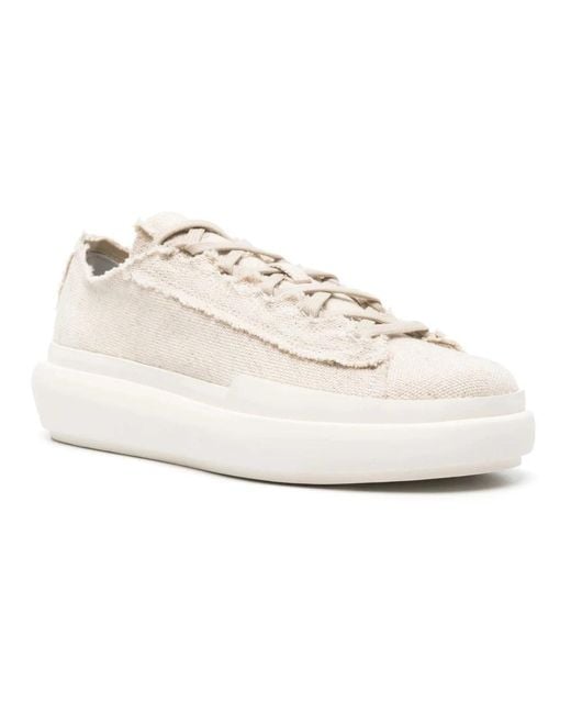 Y-3 White Canvas Flatform Sneakers