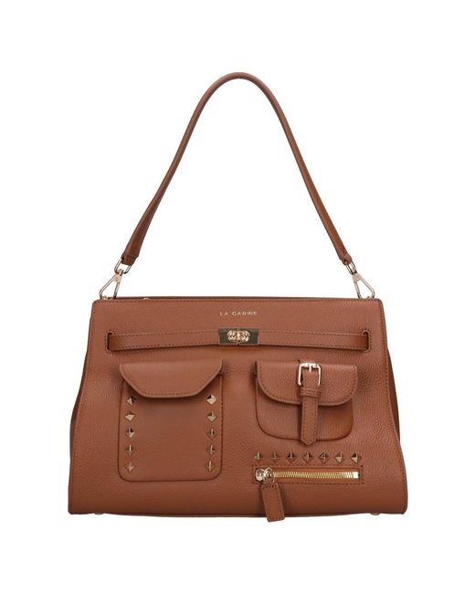 La Carrie Brown Shoulder Bags