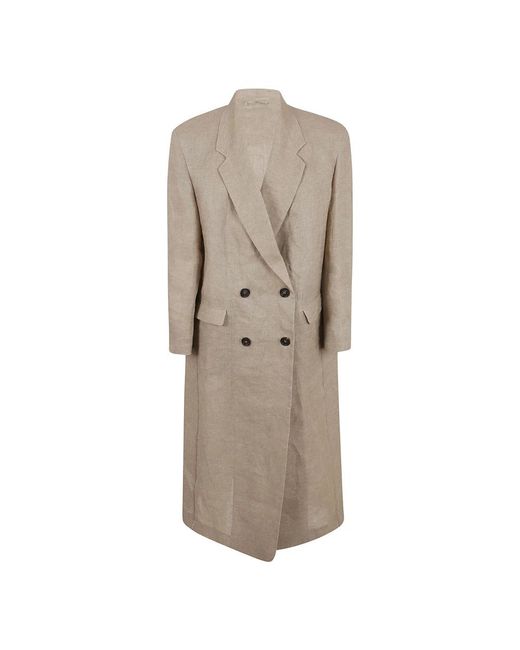 Brunello Cucinelli Natural Double-Breasted Coats