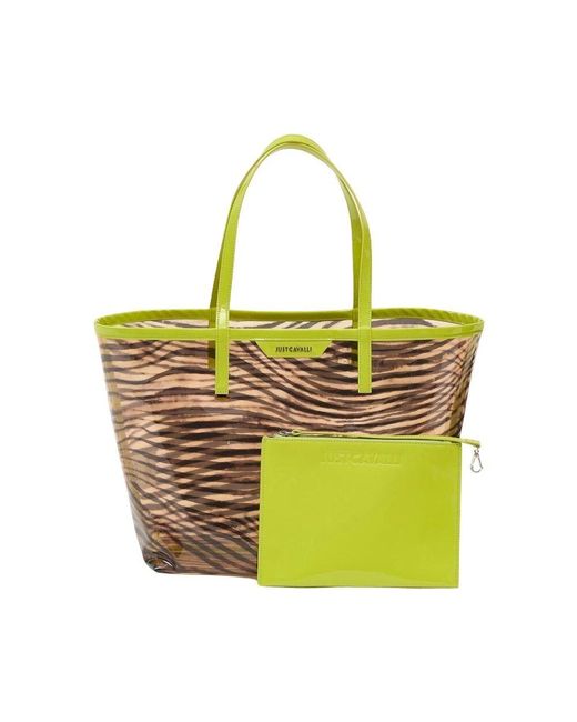 Just Cavalli Yellow Strandtasche Mit Zebra-Print Und Abnehmbarer Tasche