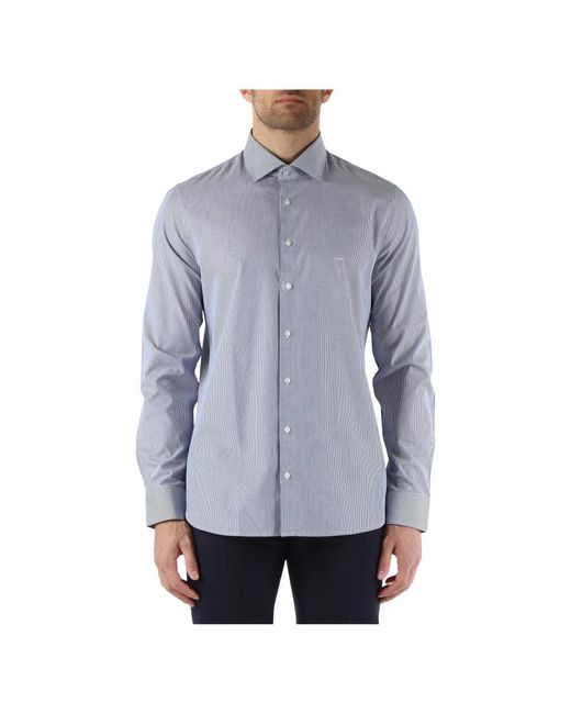 Camicia slim fit in cotone con micro righe di Michael Kors in Blue da Uomo