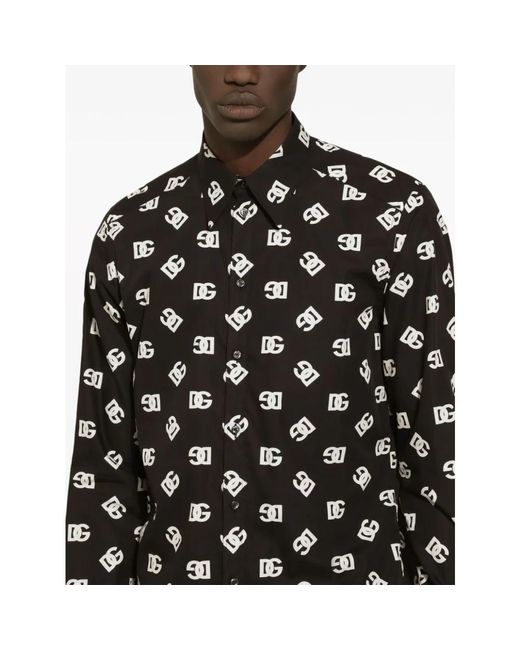 Dolce & Gabbana Logo print baumwollhemd in Black für Herren
