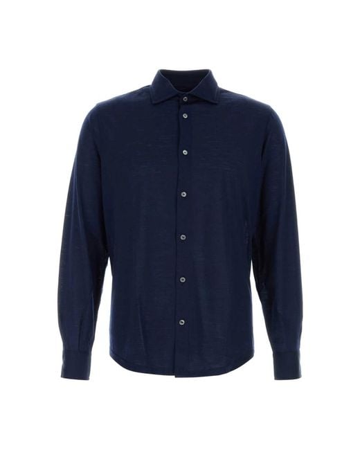 Fedeli Blue Casual Shirts for men