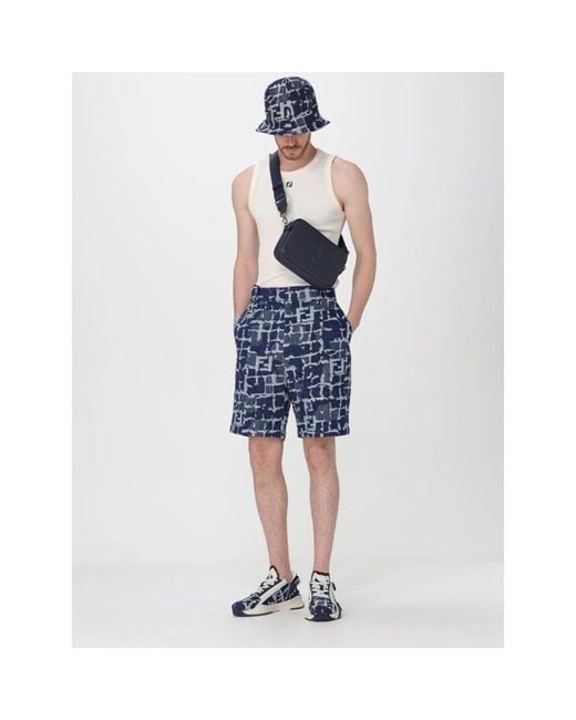 Fendi Blaue Denim-Shorts Für Männer in Blue für Herren