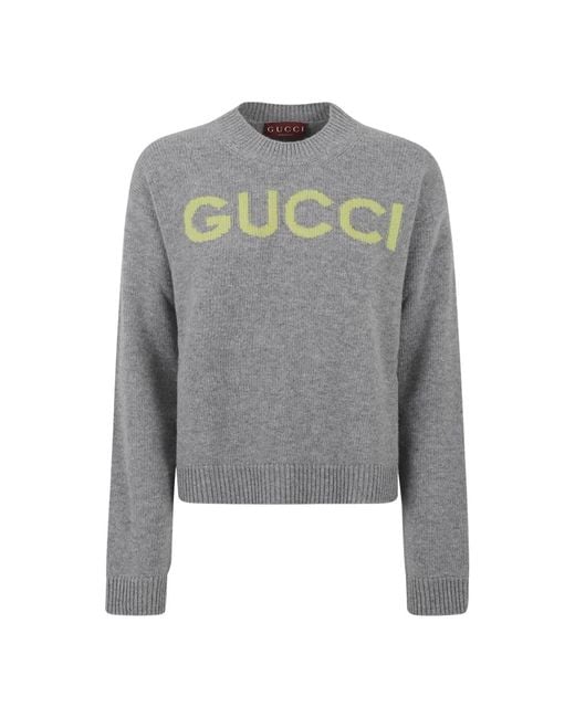 Gucci Gray Round-Neck Knitwear