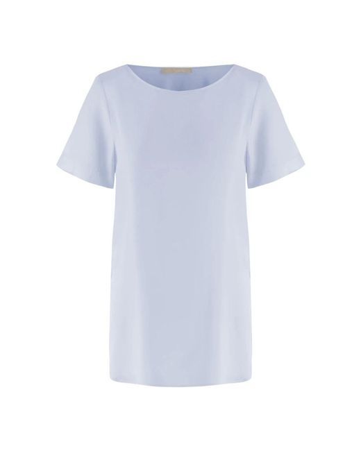 Allude Tops ,Blauw ,Stretch Zijden T-Shirt in het Blue