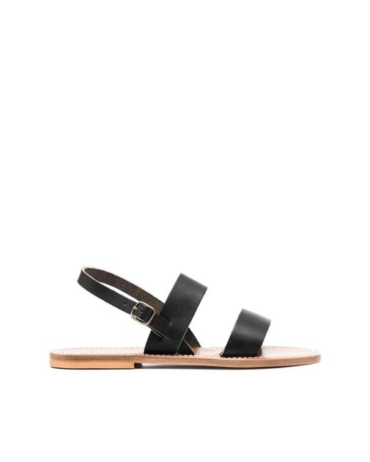 K. Jacques Black Flat Sandals