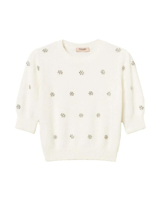 Twinset White Round-Neck Knitwear