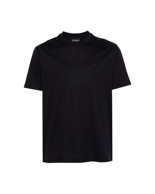 Emporio Armani Marineblaues logo crew neck t-shirt in Black für Herren