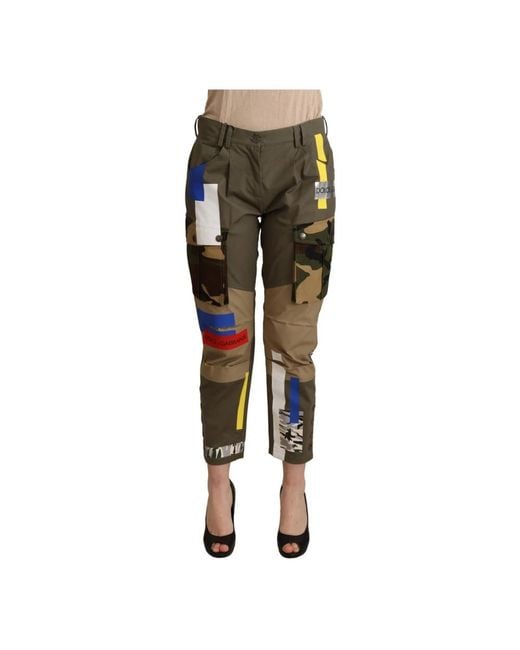 Dolce & Gabbana Green Camo Patchwork Trousers Pan72085