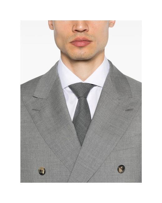 Caruso Gray Double Breasted Suits for men