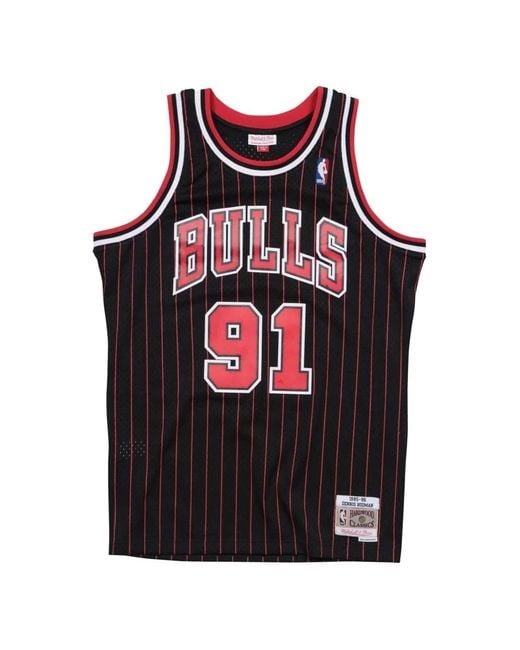 Mitchell & Ness Fitness ,Zwart ,Dennis Rodman Basketbalshirt in het Black voor heren