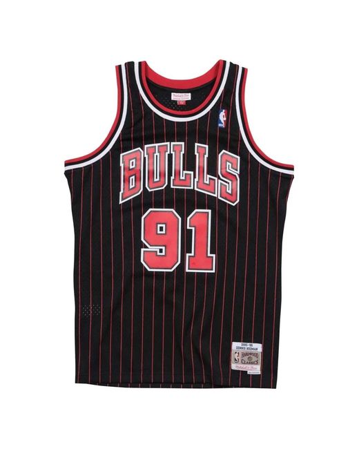 Mitchell & Ness Fitness ,Zwart ,Dennis Rodman Basketbalshirt in het Black voor heren