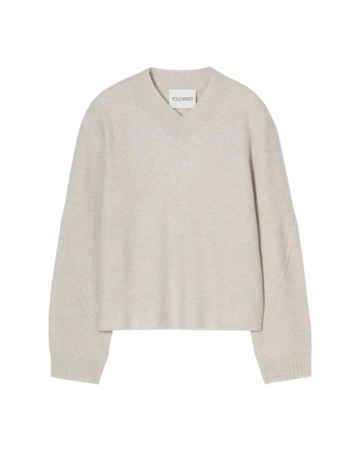 Closed White V-Neck Knitwear