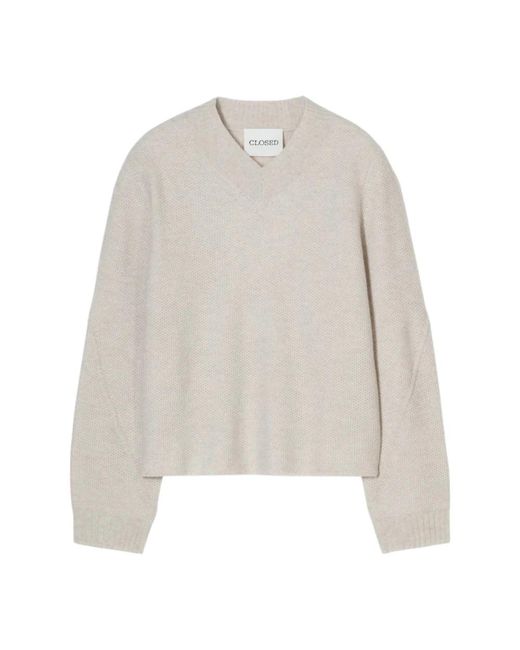 Closed White Merinowolle v-ausschnitt pullover