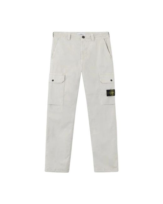 Stone Island Gray Straight Trousers for men