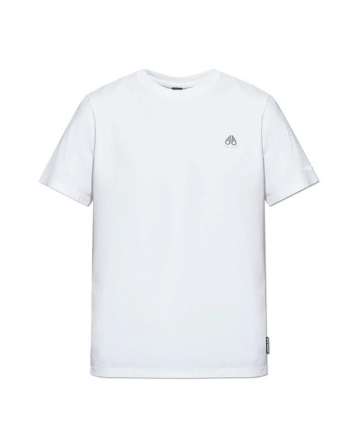 Moose Knuckles Tops ,Wit ,Katoen T-Shirt Met Een Applicatie in het White voor heren
