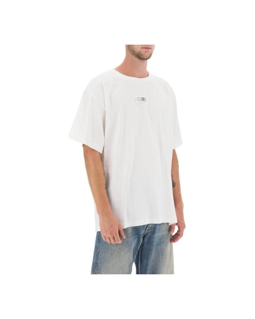 MM6 by Maison Martin Margiela T-shirt mit numerischem logoetikett und oversized-passform in White für Herren
