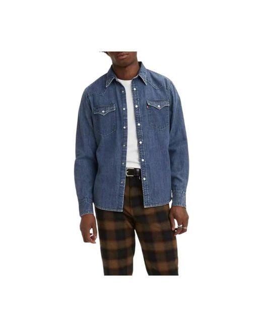 Levi's Overhemden ,Blauw ,Denim Barstow Western Denim Shirt in het Blue voor heren