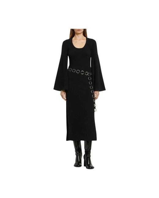 Michael Kors Kleedjes ,Zwart ,Nylon Stretch Cashmere Flare-Sleeve Jurk in het Black