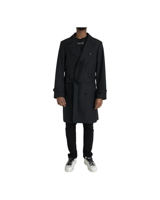 Dolce & Gabbana Schwarzer langer trenchcoat tel in Black für Herren