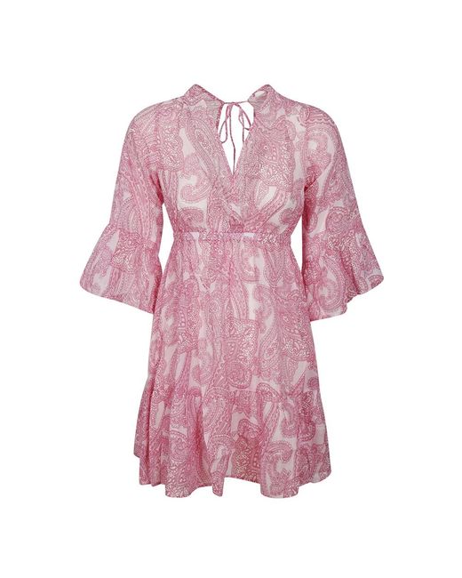 Mc2 Saint Barth Pink Elegantes kleid mit offenem rücken