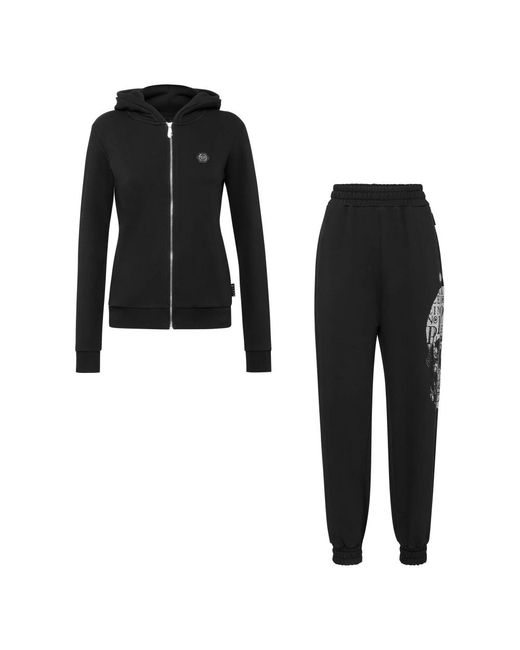 Philipp Plein Jumpsuits & Playsuits ,Zwart ,Katoen Tracksuit Top/Broeken Skull in het Black