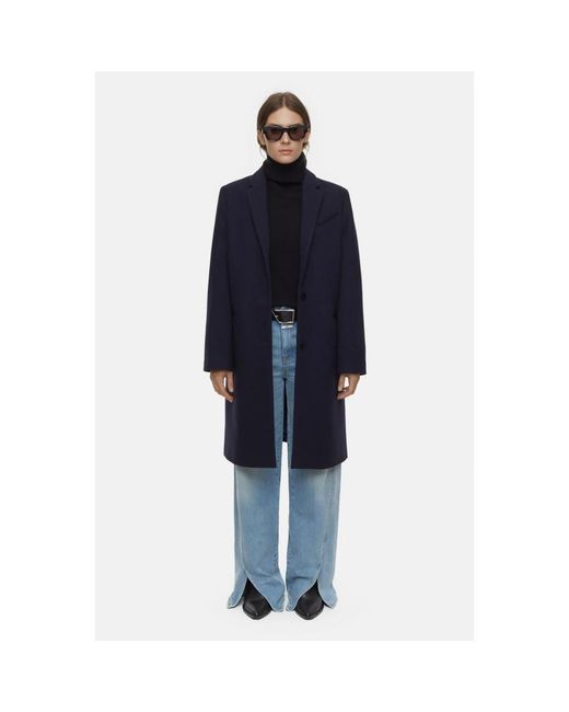 Closed Blue Single-Breasted Coats
