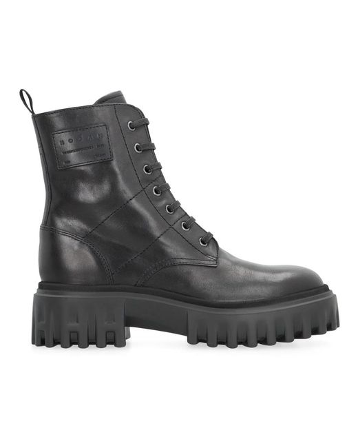 Hogan Black Lace-Up Boots
