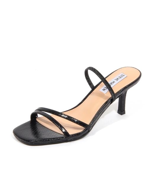 Steve Madden Black Schwarze Schlangenstoff Sandalen
