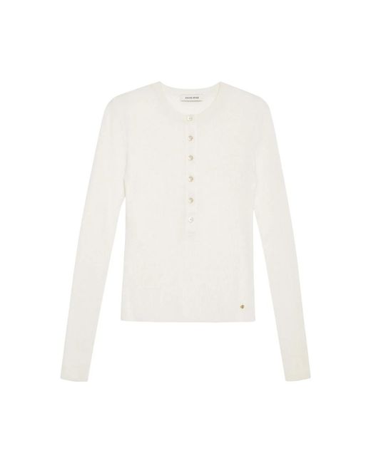 Anine Bing White Elfenbeinweißer Button-Up-Pullover