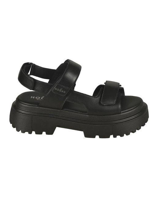 Hogan Black Flat Sandals