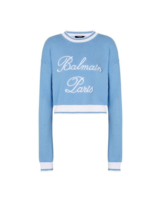 Balmain Blue Signature strickpullover