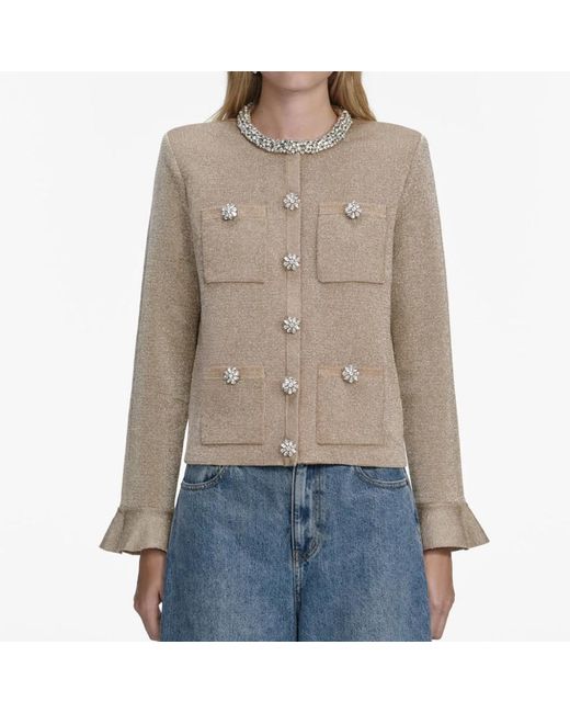 Self-Portrait Truien & Vesten ,Geel ,Katoen Rs 26-206C-Gd Cardigan in het Natural