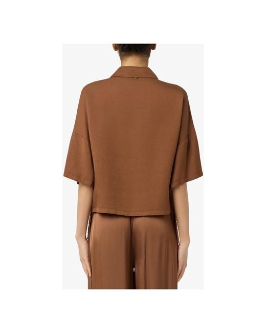 Manila Grace Camicia Cropped in het Brown