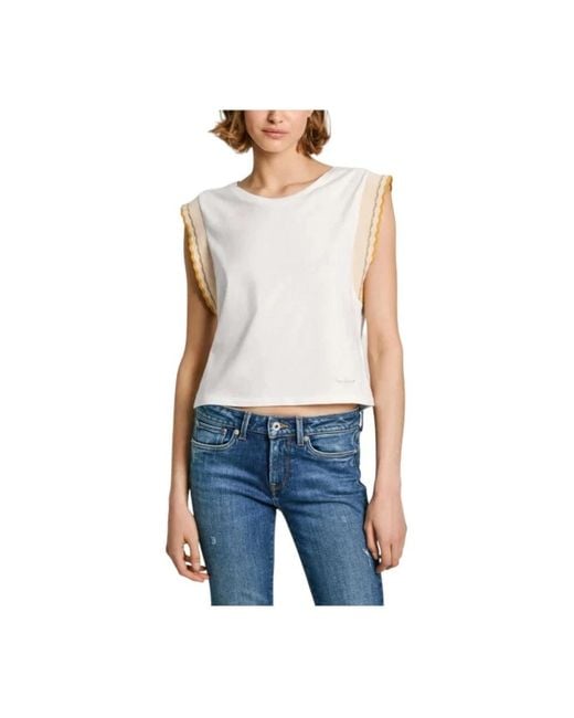 Pepe Jeans Blue Sleeveless Tops