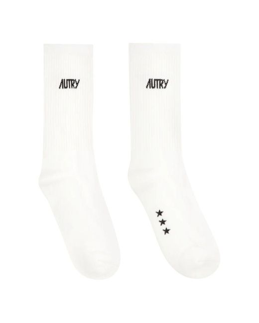 Autry White Kontrastierende Logo Baumwollmischsocken