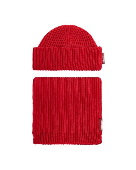 DSquared² Red Beanies for men