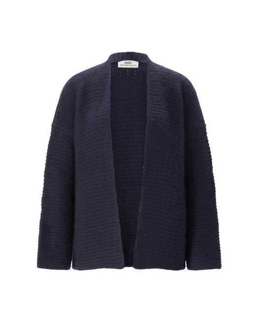 SMINFINITY Fluffy Ribbed Cardigan in het Blue