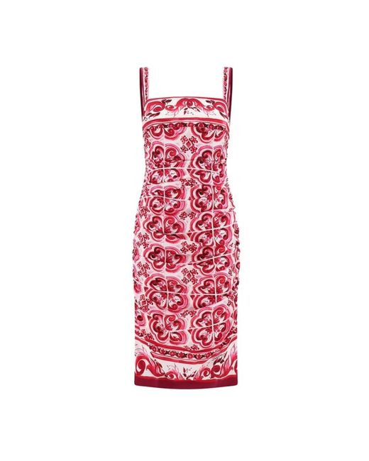 Dolce & Gabbana Red Majolica Print Dress