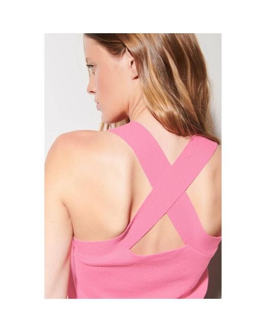 Luisa Cerano Pink Candy cross back top