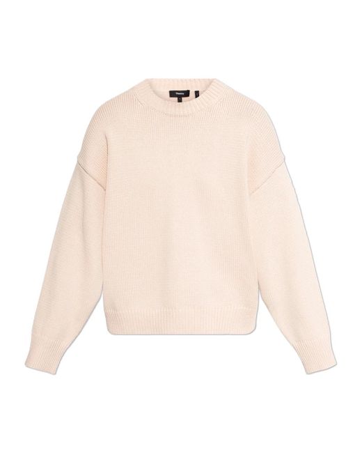 Round-Neck Knitwear di Theory in Natural