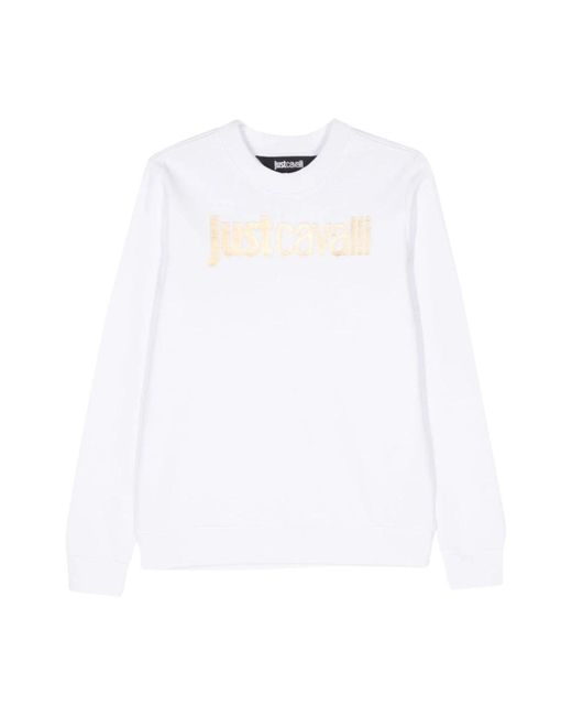 Just Cavalli White Weiße sweatshirt mode ss24
