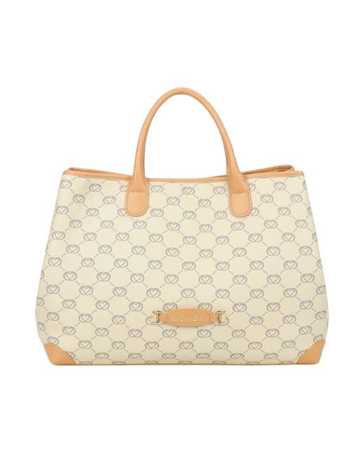 Braccialini Natural Monogram Handbag L