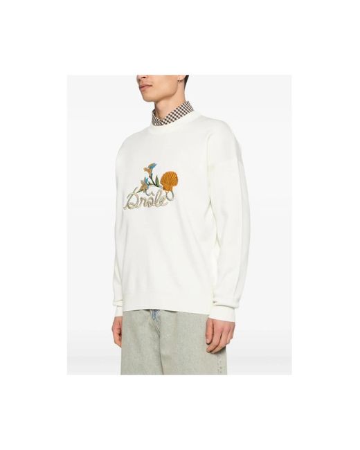 Drole de Monsieur White Round-Neck Knitwear for men