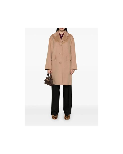 Max Mara Single-Breasted Coats in het Natural