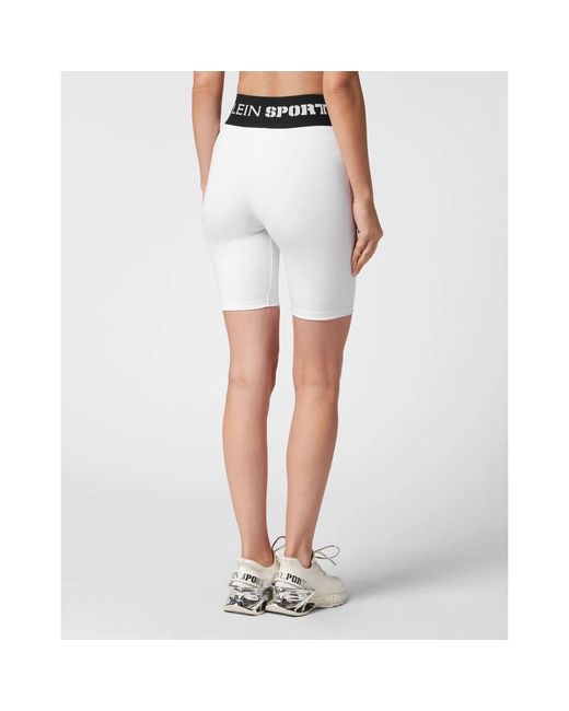 Philipp Plein Fitness ,Wit ,Katoen Jogging Cyclist Leggings in het White