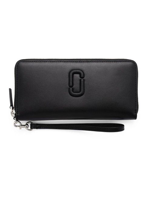 Marc Jacobs Black Schwarzes lederportemonnaie mit reißverschluss